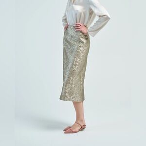 Lafayette 148 New York Baroque Botanical Metallic Brocade Pencil Skirt